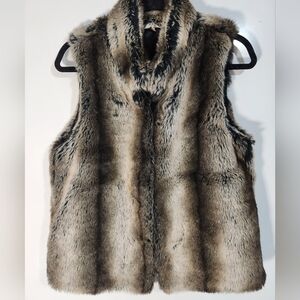 Faux Fur Vest in Brown and Black, Size Med